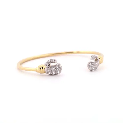 9ct 2-Colour Gold CZ Boxing Glove Torque Baby Bangle Bracelet - JKB071