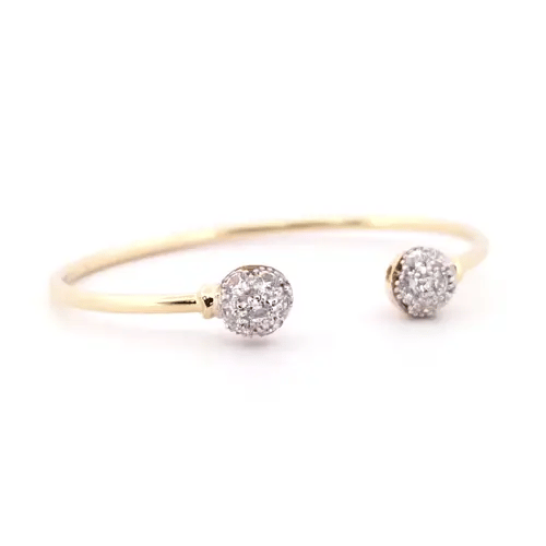 9ct Yellow and White Gold CZ Collared Torque Baby Bangle Bracelet - JKB072