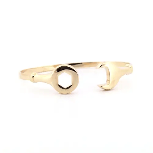 Solid 9ct Gold Spanner Baby Bangle Bracelet - JKB073