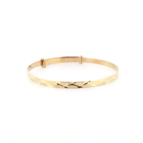 Solid 9ct Gold Diamond Cut 2.5mm Expanding Baby Bangle Bracelet - JKB075