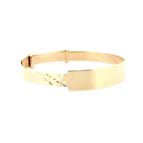 Solid 9ct Gold Diamond Cut ID 5mm Expanding Baby Bangle Bracelet - JKB079