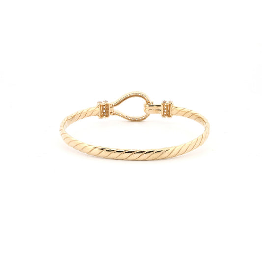9ct Gold CZ Hook Noose Rope Loop Stirrup 4mm Baby Bangle Bracelet - JKB096