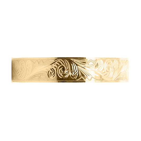9ct Gold Baroque Filigree Pattern Slave 10mm Baby Bangle Bracelet - JKB106