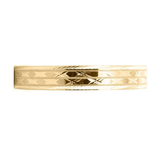 9ct Gold Star Criss Cross Slave 10mm Maiden Bangle Bracelet - JKB107