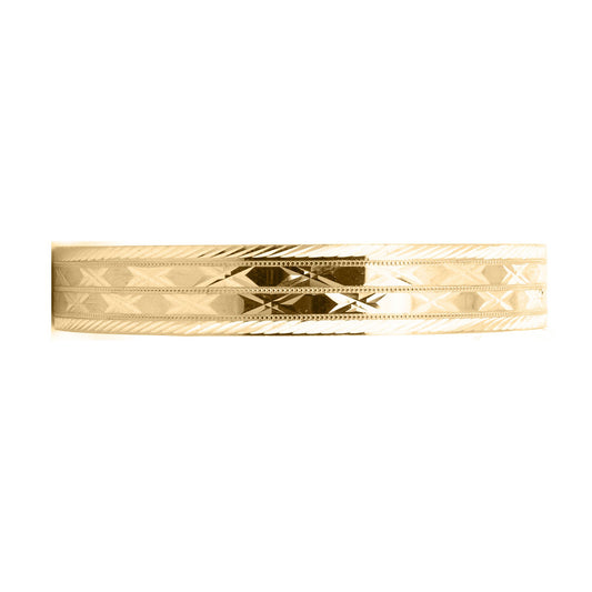 9ct Gold Star Criss Cross Slave 10mm Maiden Bangle Bracelet - JKB107