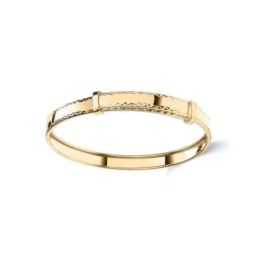 Kids 9ct Gold Channel Expandable 4mm Baby Bangle Bracelet - JKB109B
