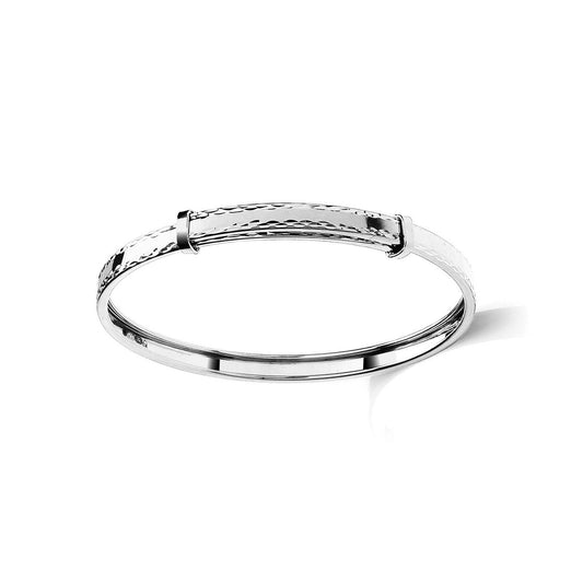 Kids 9ct White Gold Channel Expandable 3mm Baby Bangle Bracelet - JKB112