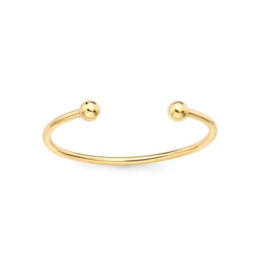 Teens 9ct Gold Double Bead Torque 2.5mm Maiden Bangle Bracelet - JKB113