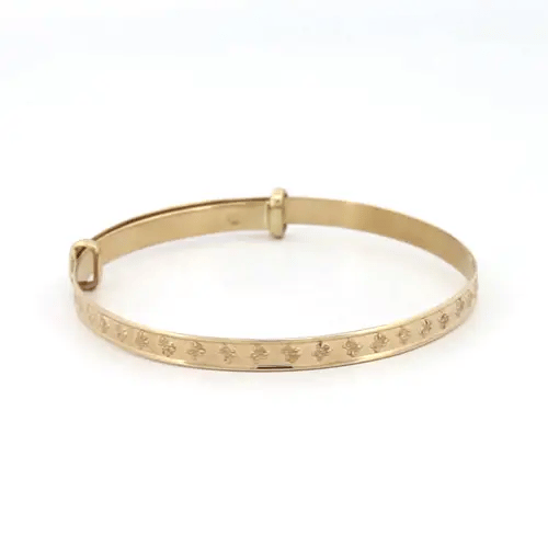 9ct Gold Nursery Teddy Bear 3mm Expanding Baby Bangle Bracelet - JKB114