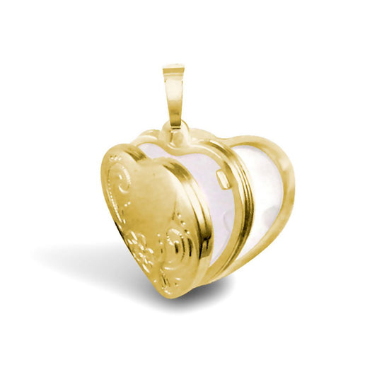 9ct Gold Engraved Love 4 Picture Family Locket Pendant - JLC123