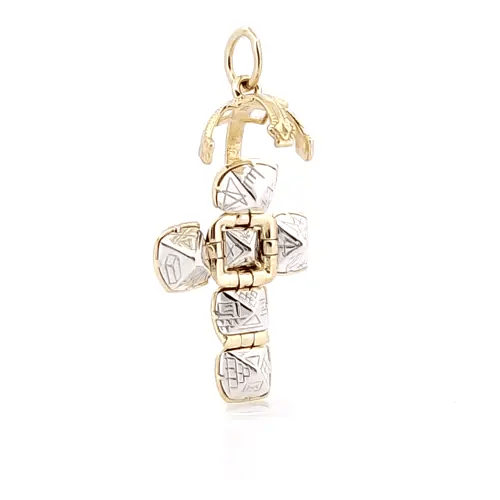 9ct Gold Silver Foldable Fob Cross Masonic 10mm Orb Ball Pendant - JMS007