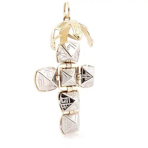 9ct Gold Silver Medium Globe Cross Masonic 13mm Orb Ball Pendant - JMS008