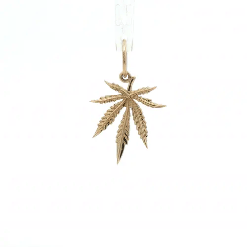 Solid 9ct Gold Marijuana Leaf Charm Pendant - JPD127