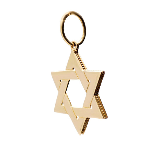 Solid 9ct Gold Magen David Star Charm Pendant - JPD140