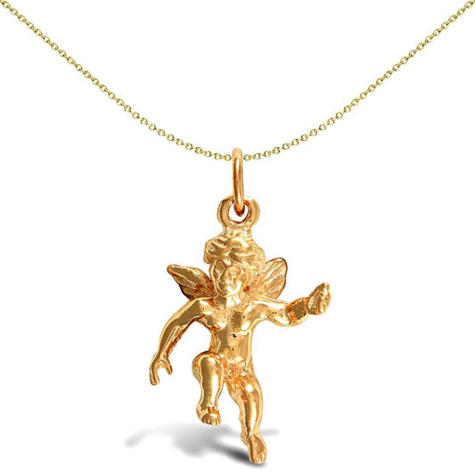 Ladies Solid 9ct Gold Cherub Angel Charm Pendant - JPD270