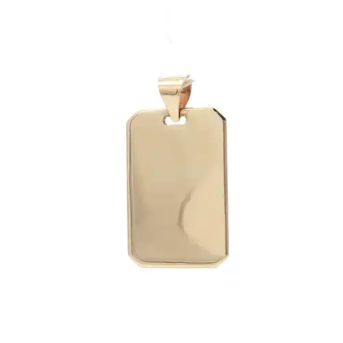 Solid 9ct Gold Dog Tag Pendant - JPD299