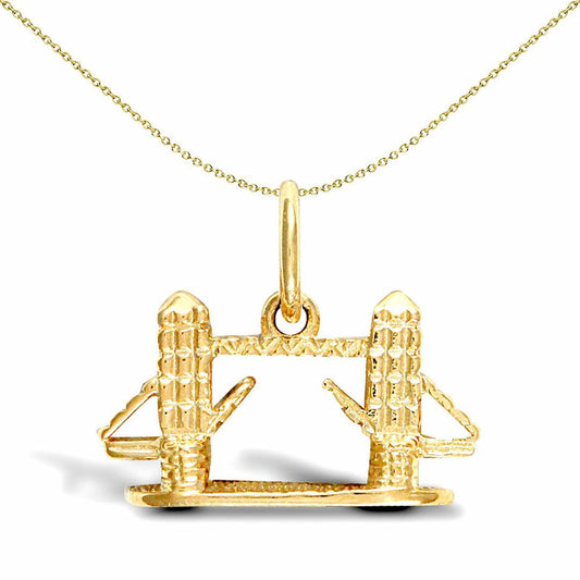 Solid 9ct Gold River Thames Tower Bridge Charm Pendant - JPD430