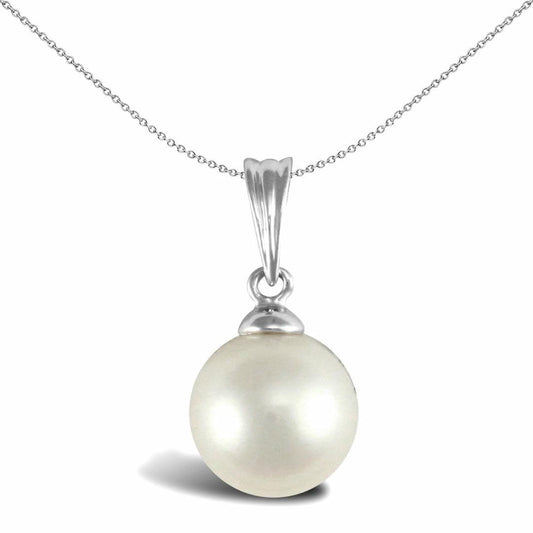 9ct White Gold Akoya Pearl Full Moon Pendant 7mm - JPD546