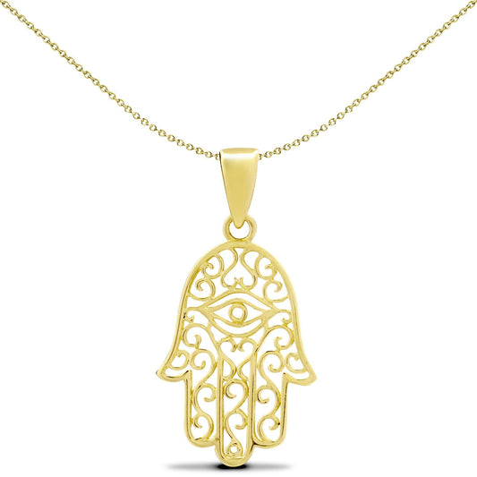 Ladies 9ct Gold Hamsa 5 Hand Charm Pendant - JPD586
