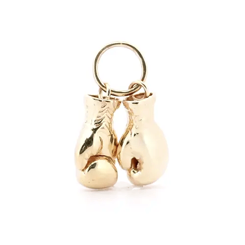 9ct Gold Realistic 3D Pair of Boxing Gloves Novelty Pendant - JPD597