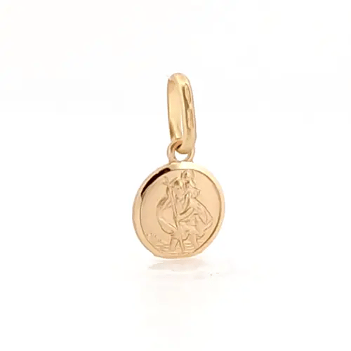 Solid 9ct Gold Matte St Christopher Medallion Pendant - JPM001