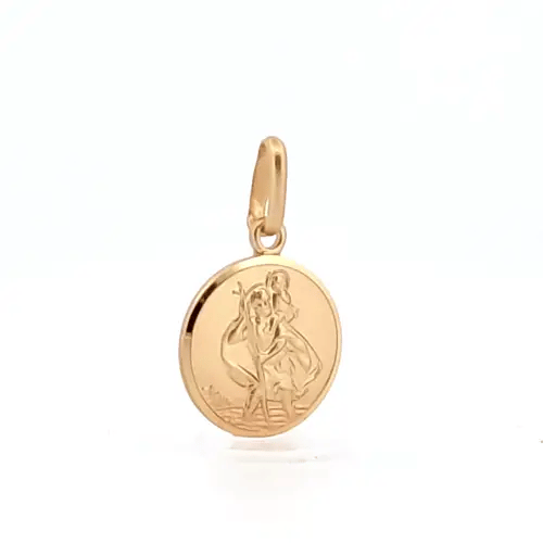 Solid 9ct Gold Matte St Christopher Medallion Pendant - JPM002