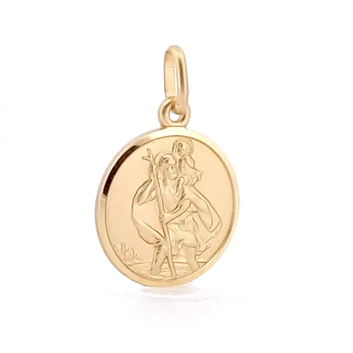 Solid 9ct Gold Matte St Christopher Medallion Pendant - JPM003