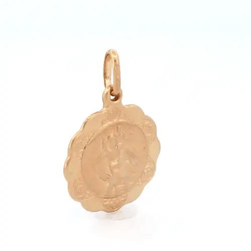 9ct Gold Scallop Edged St Christopher Medallion Pendant, 16mm - JPM008