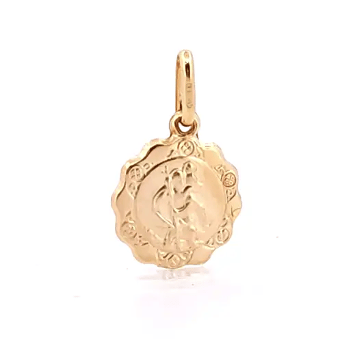 9ct Gold Scallop Edged St Christopher Medallion Pendant - JPM009