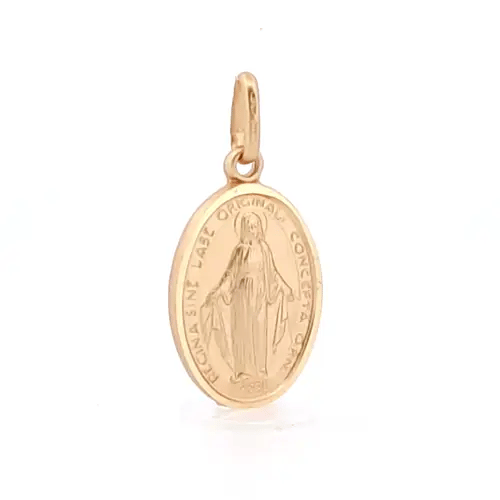 9ct Gold Matte Oval Miraculous Madonna Medallion Pendant - JPM032