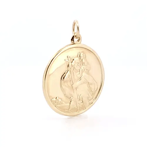9ct Gold Double Sided St Christopher Medallion Pendant - JPM036