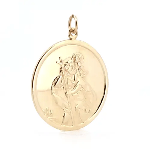 9ct Gold Double Sided St Christopher Medallion Pendant - JPM037