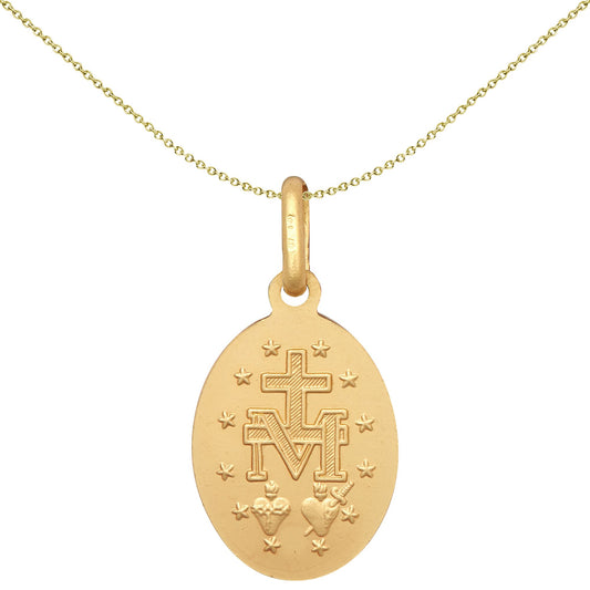 9ct Gold Madonna (Virgin Mary) Medallion Pendant, 11x15mm - JPM044