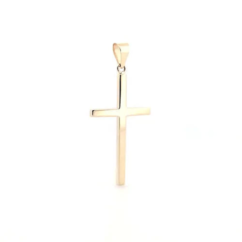 Solid 9ct Gold Plain Cross Pendant - JPX004