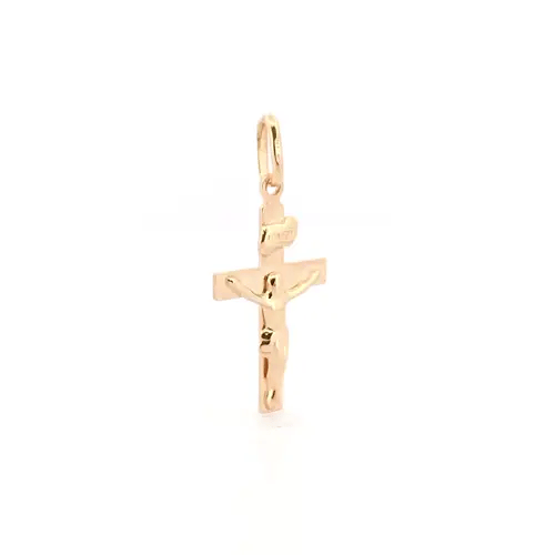 Solid 9ct Gold Flat INRI Crucifix Cross Pendant - JPX009