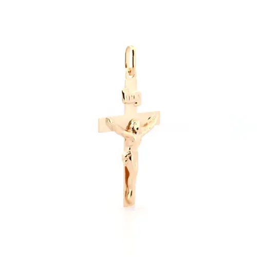 Solid 9ct Gold Flat INRI Crucifix Cross Pendant - JPX010