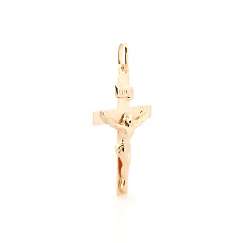 Solid 9ct Gold Flat INRI Crucifix Cross Pendant - JPX010