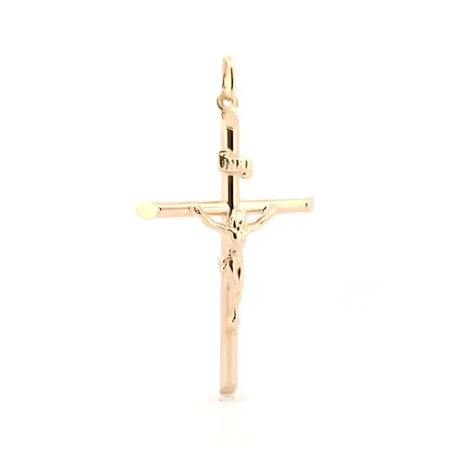 9ct Gold INRI Crucifix Cross Pendant - JPX013