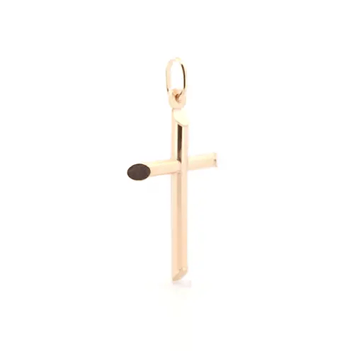 9ct Gold Round Tube Cross Pendant - JPX016