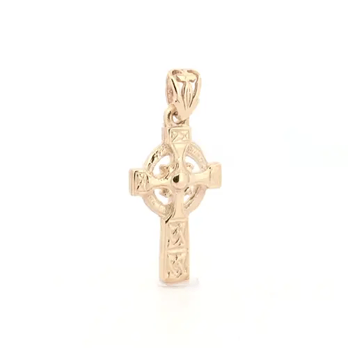 Solid 9ct Gold Celtic Halo Cross Pendant - JPX031