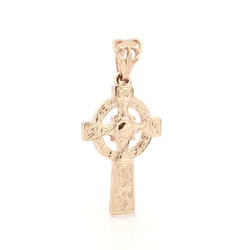 Solid 9ct Gold Celtic Halo Cross Pendant - JPX032