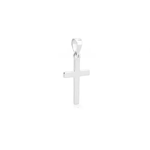 Solid 9ct White Gold Plain Cross Pendant - JPX110