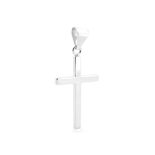 Solid 9ct White Gold Plain Cross Pendant - JPX111