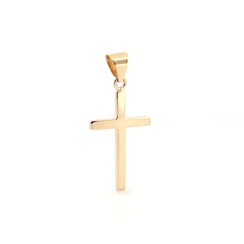 Solid 18ct Gold Plain Cross Pendant - JPX143