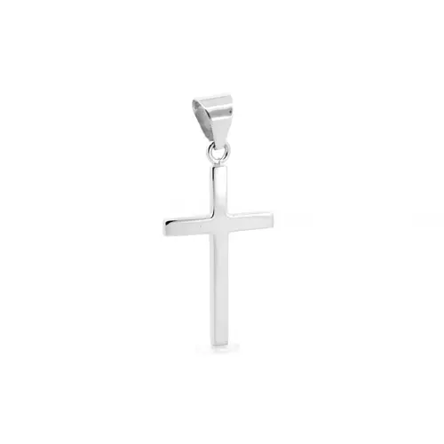 Solid 18ct White Gold Plain Cross Pendant - JPX144