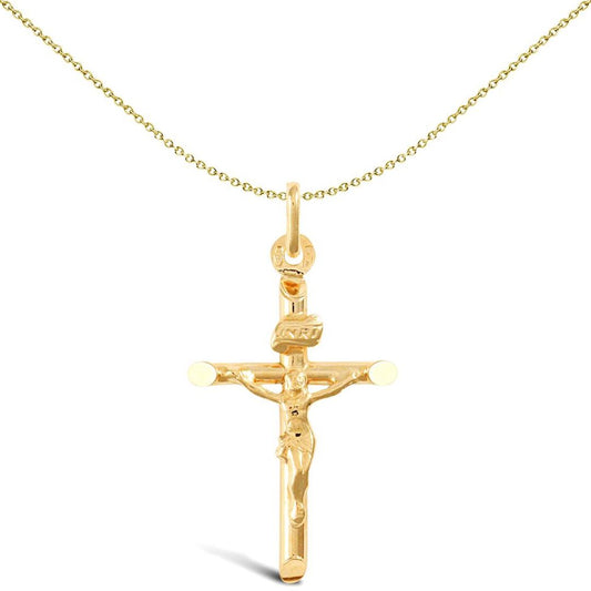 14ct Gold INRI Crucifix Cross Pendant - JPX154