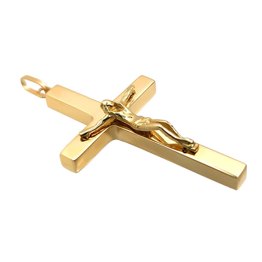 9ct Gold Lightweight Tube Jesus Crucifix Cross Pendant - JPX156