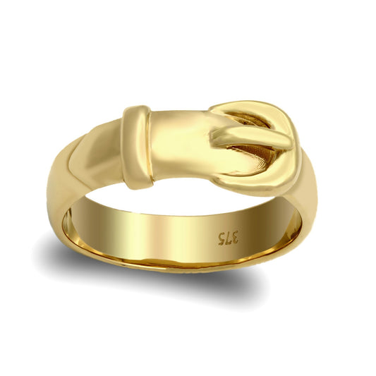 Mens Solid 9ct Gold Single Buckle Ring - JRN019