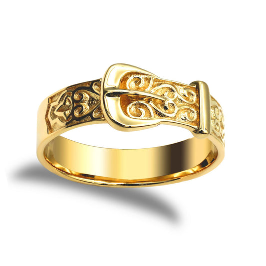 Mens Solid 9ct Gold Single Buckle Ring - JRN021
