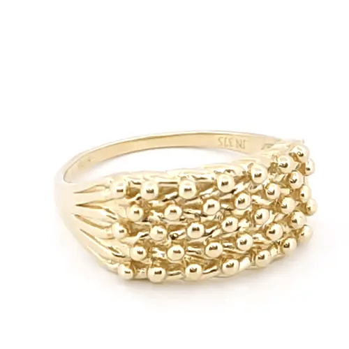 Mens 9ct Gold 5 Row King George III Keeper Guard Rope Edge Ring - JRN078